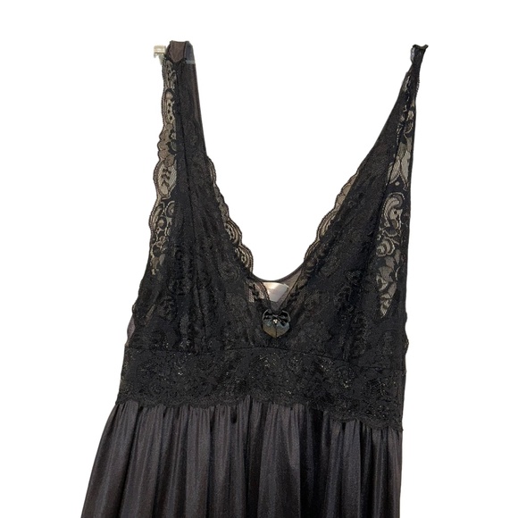shadow line SEXY old Hollywood Glamour black STUNNING lace slip dress vintage M - Picture 3 of 3